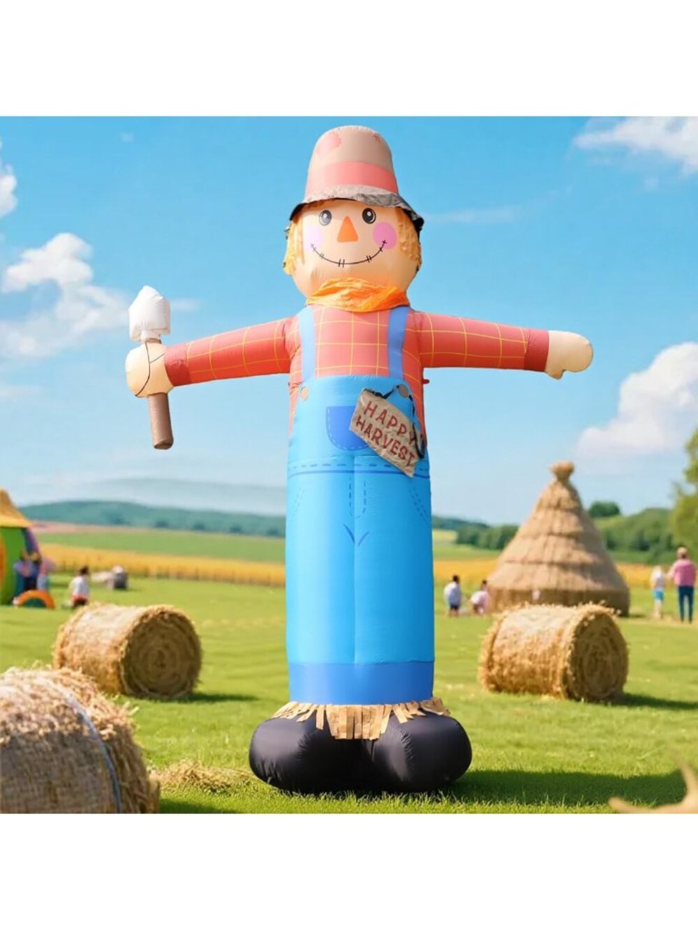 12FT Giant Scarecrow Inflatable Yard Decor for Halloween & Thanksgiving, Fall